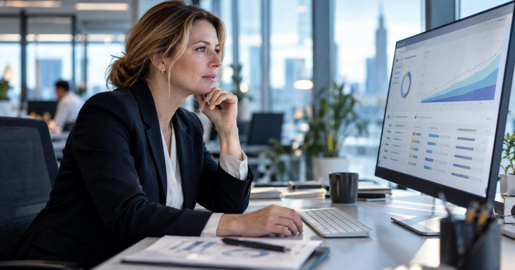 Azure Preiserhöhung 2027 – IT-Leiterin prüft Kostenanalyse im Azure-Portal – AURUM GmbH Nürnberg