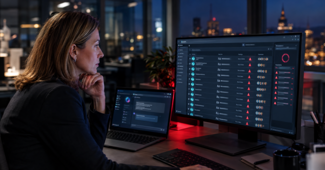 Copilot Compliance – IT-Leiterin prüft Freigaben im Security-Dashboard – AURUM GmbH Nürnberg