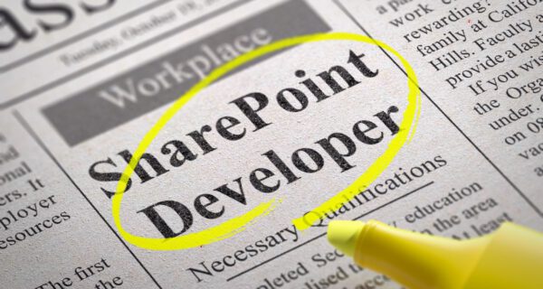 Share Point Developer Vacancy in Newspaper. Job Seeking Concept.